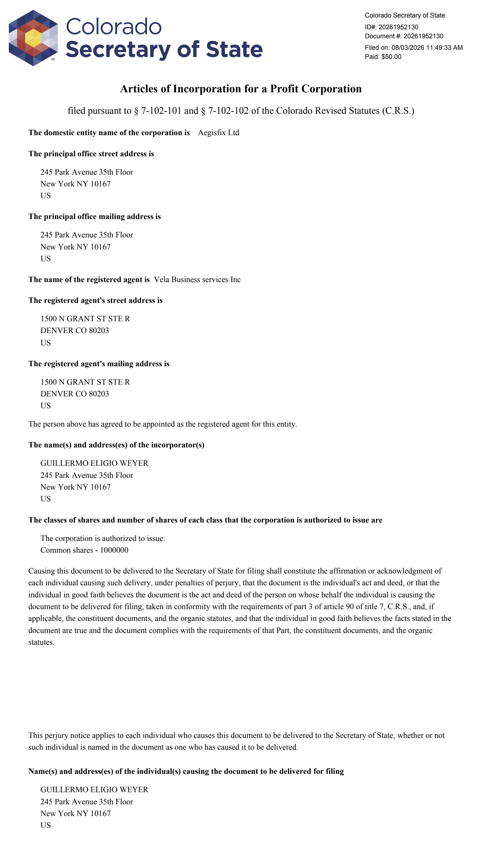 Corporate credential 2