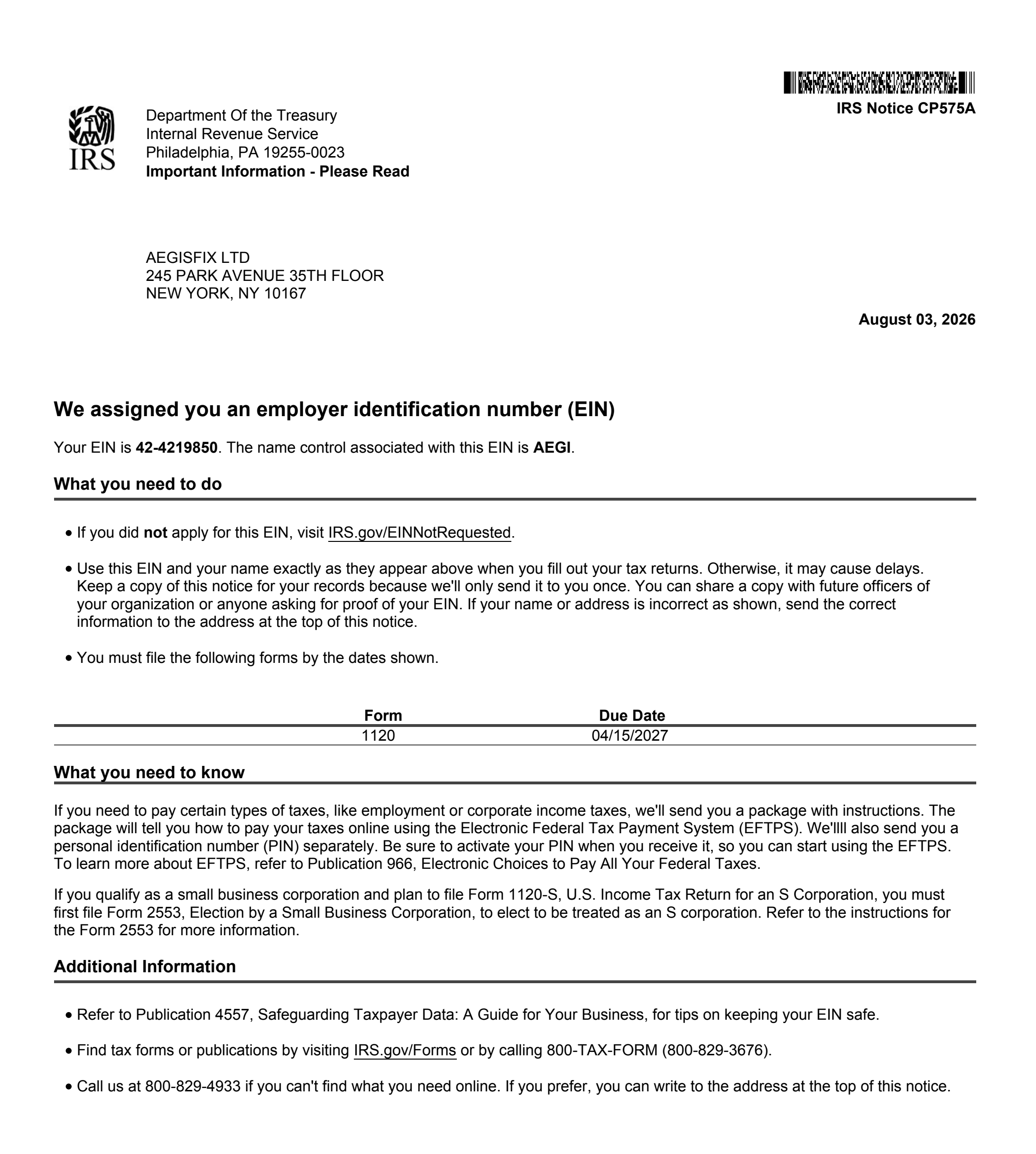Corporate credential 4